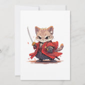 Angry Samurai style Cat Hero Einladung (Rückseite)