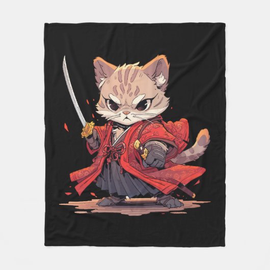 Angry Samurai style Cat Hero Fleecedecke (Vorderseite)