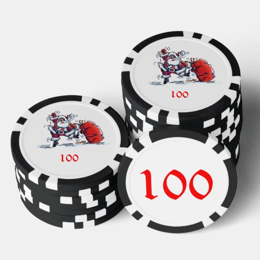 Angry Santa black 100 gestreifter Poker-Chip Pokerchips (Stapel)