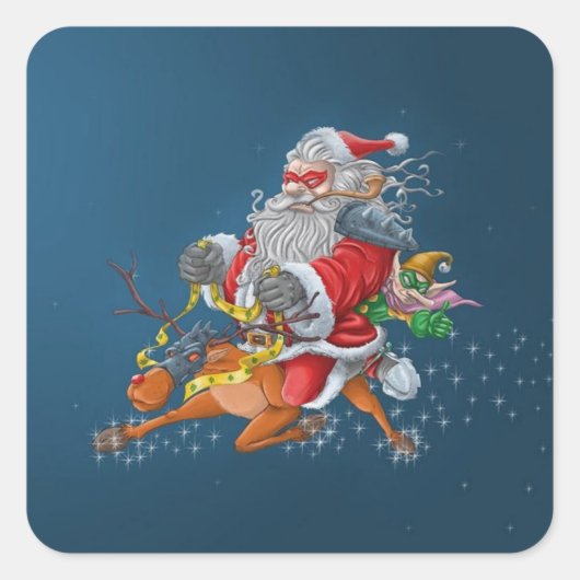 Angry Santa Claus Quadratischer Aufkleber (Vorderseite)