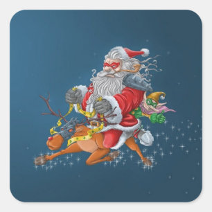 Angry Santa Claus Quadratischer Aufkleber