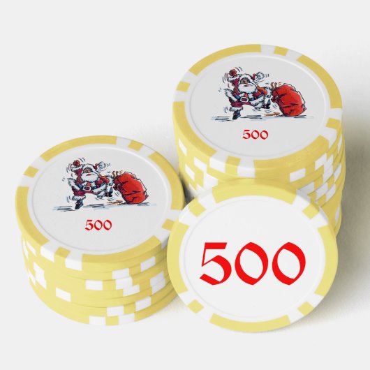 Angry Santa Gelb 500 gestreifter Poker Chip (Stapel)