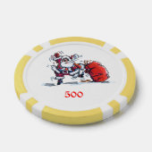 Angry Santa Gelb 500 gestreifter Poker Chip (Einzeln)
