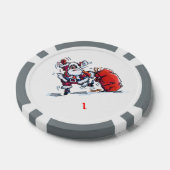 Angry Santa gray 1 gestreifter Poker Chip (Einzeln)