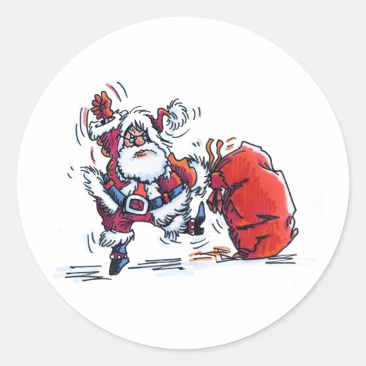 Angry Santa große runde Aufkleber (Vorderseite)