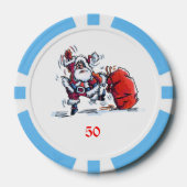 Angry Santa Light Blue 50 gestreifter Poker Chip (Vorderseite)