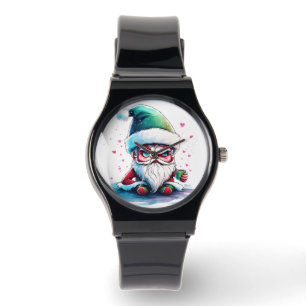Angry Santa mit einer Tasse Kaffee Armbanduhr
