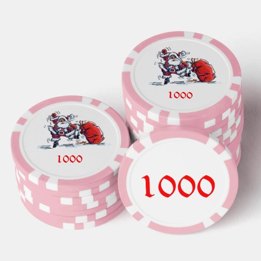 Angry Santa Pink 1000 gestreifter Poker-Chip Pokerchips (Stapel)