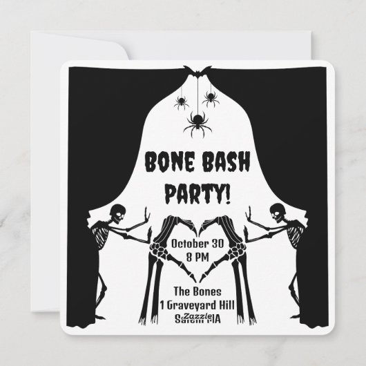 Angry Skeleton Bone Bash Party Halloween Einladung (Rückseite)