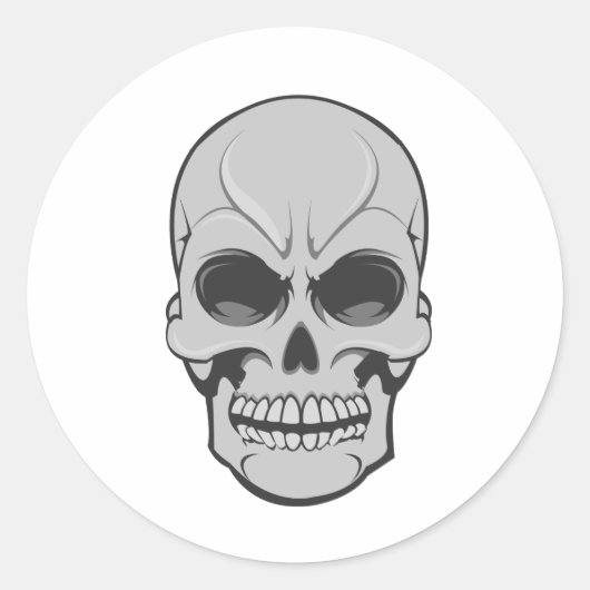 Angry Skull: Vector Illustration: Runder Aufkleber (Vorderseite)