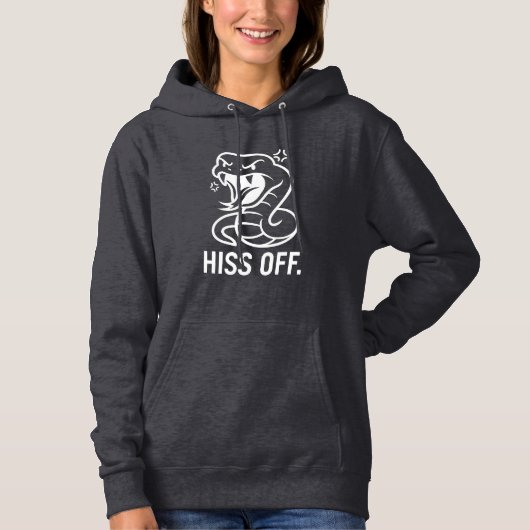 Angry Snake "HISS OFF" Funny White Typografy Hood Hoodie (Vorderseite)