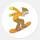 Angry Snowboarder Runder Aufkleber (Vorderseite)