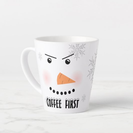 Angry Snowman "Coffee First" Milchtasse (Linke Ecke)