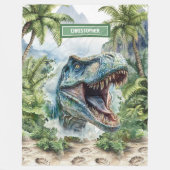 Angry T-Rex Blanket Personalisierter Name für Jung Fleecedecke (Vorderseite)