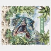 Angry T-Rex Blanket Personalisierter Name für Jung Fleecedecke (Vorderseite (Horizontal))
