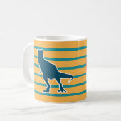 Angry T-rex Dinosaurier gelb und blau Kaffeetasse (Vorderseite Links)