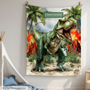 Angry T-Rex Personalisiert Blanket Geburtstagsgesc Fleecedecke