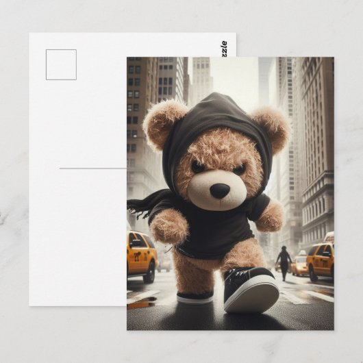 Angry Teddy Bears Storms NYC Postkarte (Vorne/Hinten)