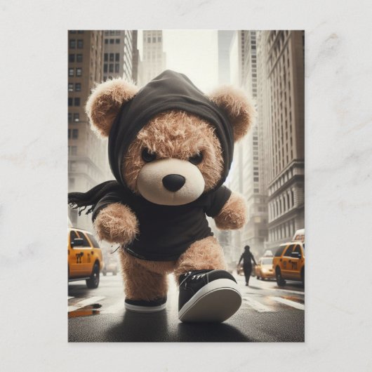 Angry Teddy Bears Storms NYC Postkarte (Vorderseite)