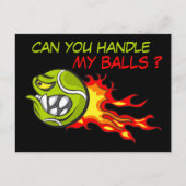 Angry Tennis Ball in Flammen mit funny Quote Postkarte (Vorderseite)