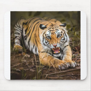 Angry Tiger Animal Wild Predator Cat Wildlife Mousepad