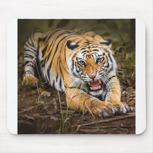 Angry Tiger Animal Wild Predator Cat Wildlife Mousepad (Vorne)