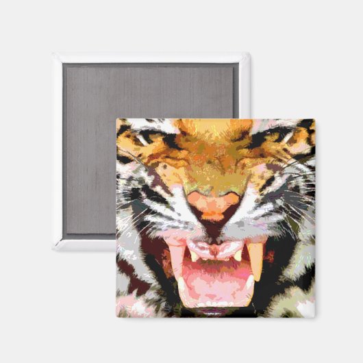 Angry Tiger - Augen des Tigers Magnet (Vorderseite/Rückseite)