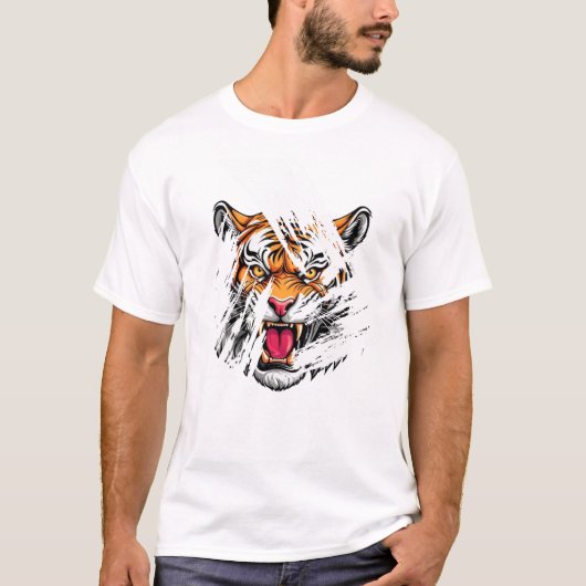 Angry Tiger Face T-Shirts (Vorderseite)