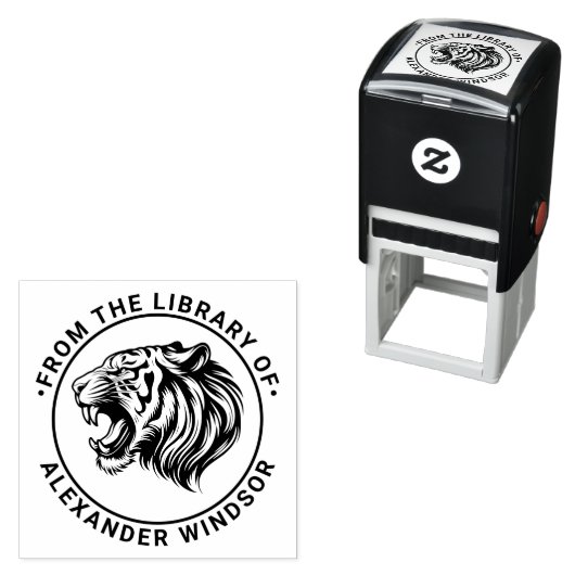 Angry Tiger Head Baring Teeth Library Name Permastempel (Beispiel)