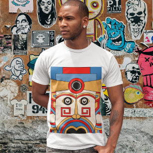 Angry Tiki Mask Art T-Shirt