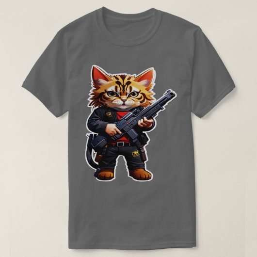 Angry Tiny Cat mit Gun 1 T-Shirt (Design vorne)