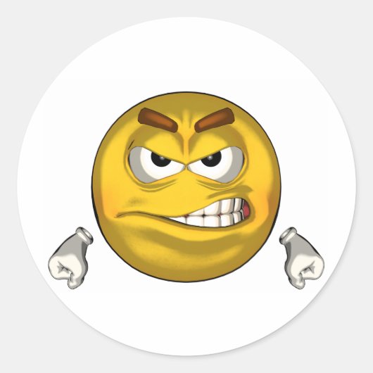 Angry - Toon Runder Aufkleber (Vorderseite)