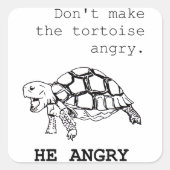 Angry Tortoise Quadratischer Aufkleber (Vorderseite)