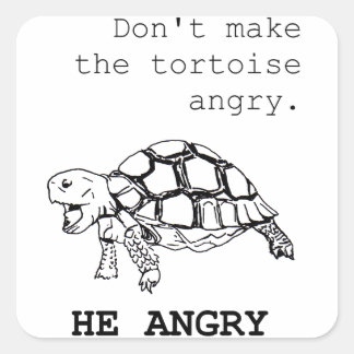 Angry Tortoise Quadratischer Aufkleber
