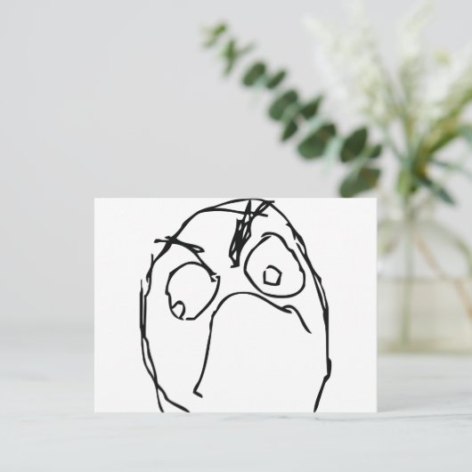 Angry Unhappy Meme Face Postkarte (Stehend Vorderseite)
