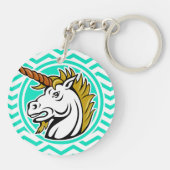 Angry Unicorn; Aqua Green Zickzack Schlüsselanhänger (Rückseite)