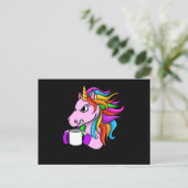 Angry Unicorn mit Kaffee Postkarte (Stehend Vorderseite)