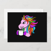 Angry Unicorn mit Kaffee Postkarte (Vorne/Hinten)