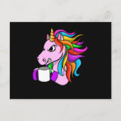 Angry Unicorn mit Kaffee Postkarte (Vorderseite)