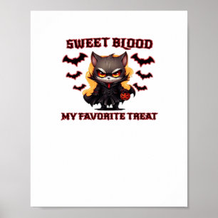 Angry Vampire Cat Craves Sweet Halloween Blood Ove Poster