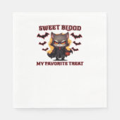 Angry Vampire Cat Craves Sweet Halloween Blood Ove Serviette (Vorderseite)