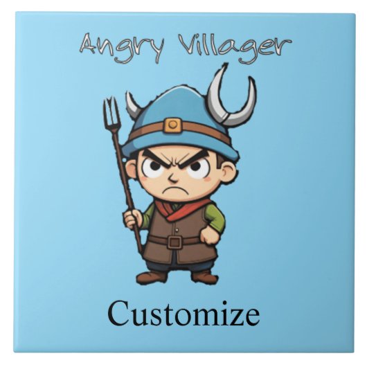 Angry Villager Pitchfork Thunder_Cove Fliese (Vorderseite)