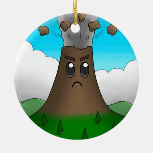 Angry Volcano Keramik Ornament (Hinten)