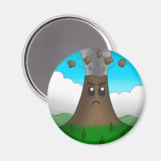 Angry Volcano Magnet (Vorderseite/Rückseite)