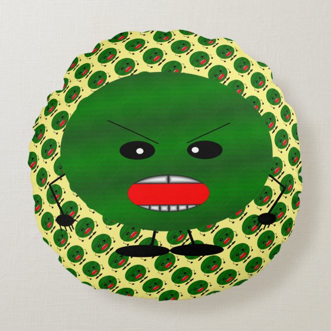 Angry Watermelon von Kenneth Yoncich Rundes Kissen (Vorderseite)