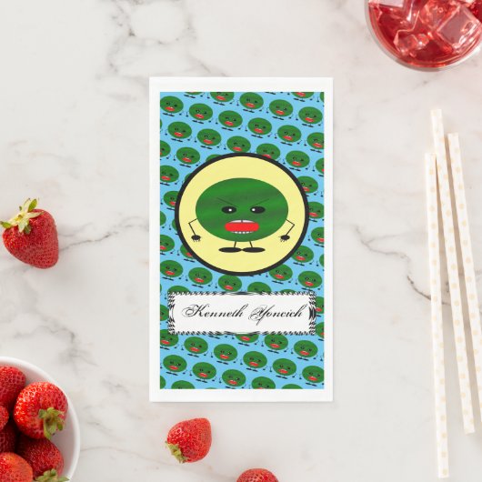 Angry Watermelon von Kenneth Yoncich Serviette (Beispiel)