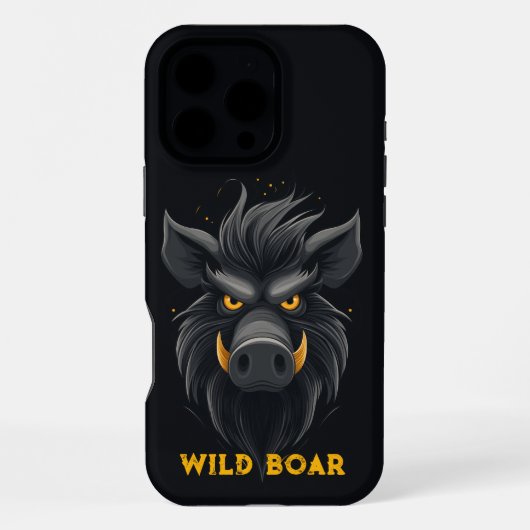 Angry Wild Boar Black iPhone Hülle (Rückseite)