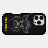 Angry Wild Boar Black iPhone Hülle (Rückseite (Horizontal))
