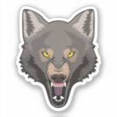 Angry Wolf Aufkleber (Vorderseite)