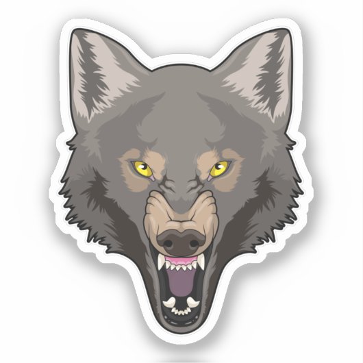 Angry Wolf Aufkleber (Vorderseite)
